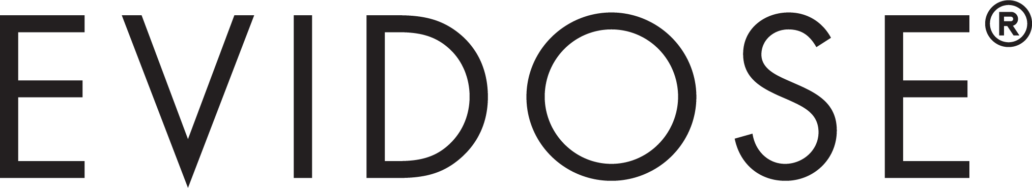 EVIDOSE logo in black text on a white background