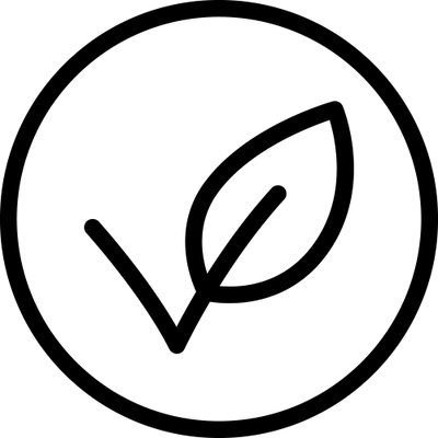 Vegan leaf symbol in a circle on a white background